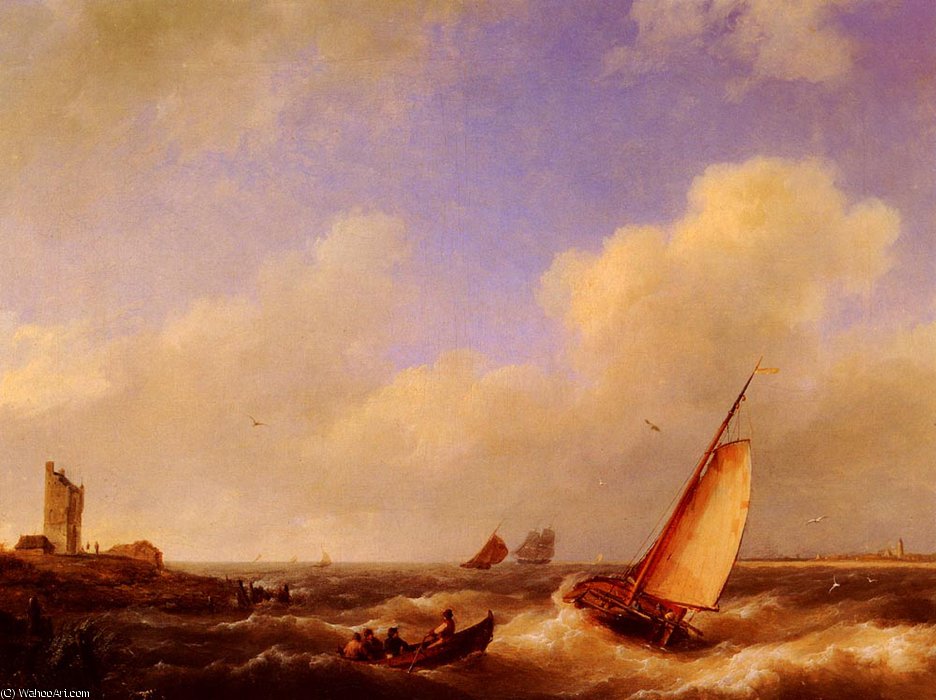 The Scheldt River At Flessinghe — Johannes Hermanus Koekkoek