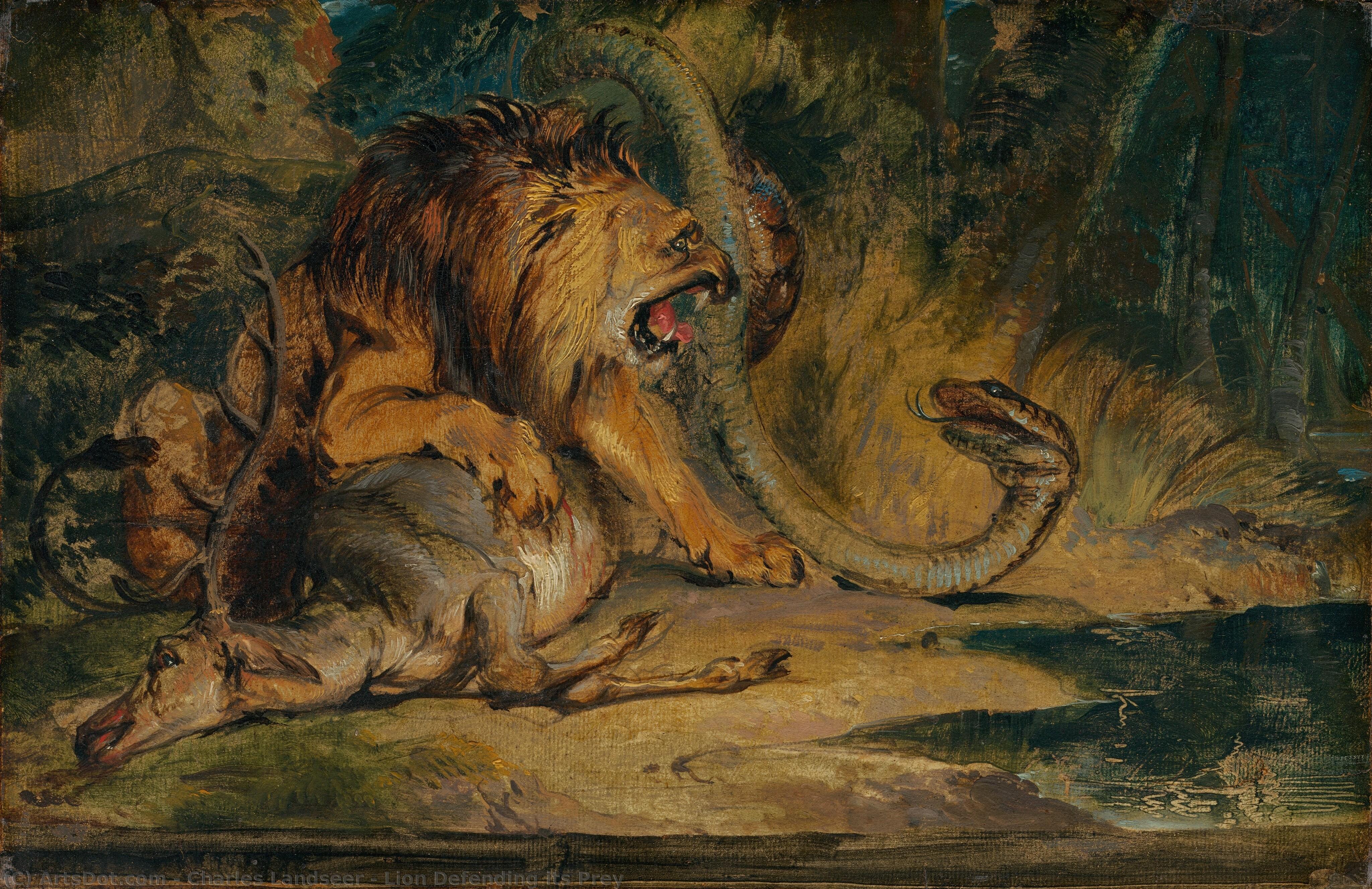Lion Defending Its Prey — Charles Landseer