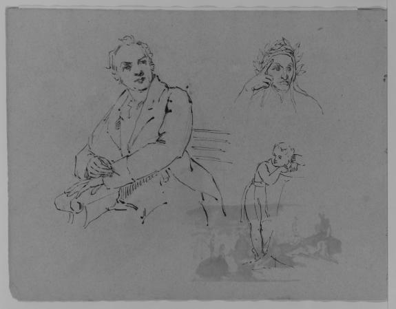 Portrait Of Seated Man; Bust Of Contemplative Dante; Child Leaning On A Woman's Lap — Thomas Sully