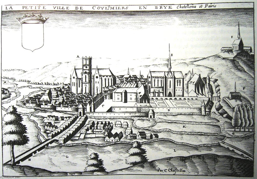 Ancient Etching Of The Town Of Coulommiers — Claude Chastillon