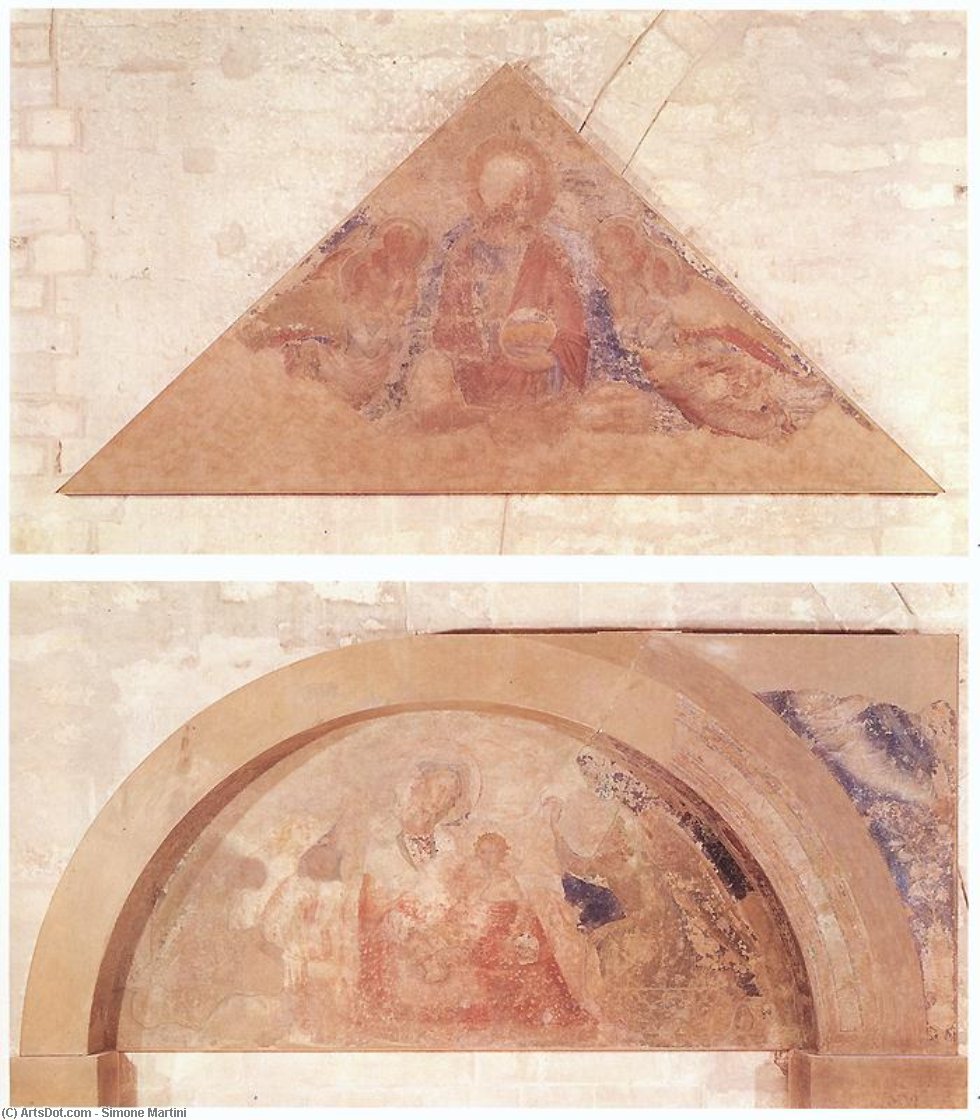 Saviour Blessing (tympanum) And Madonna Of Humility (lunette) — Simone Martini