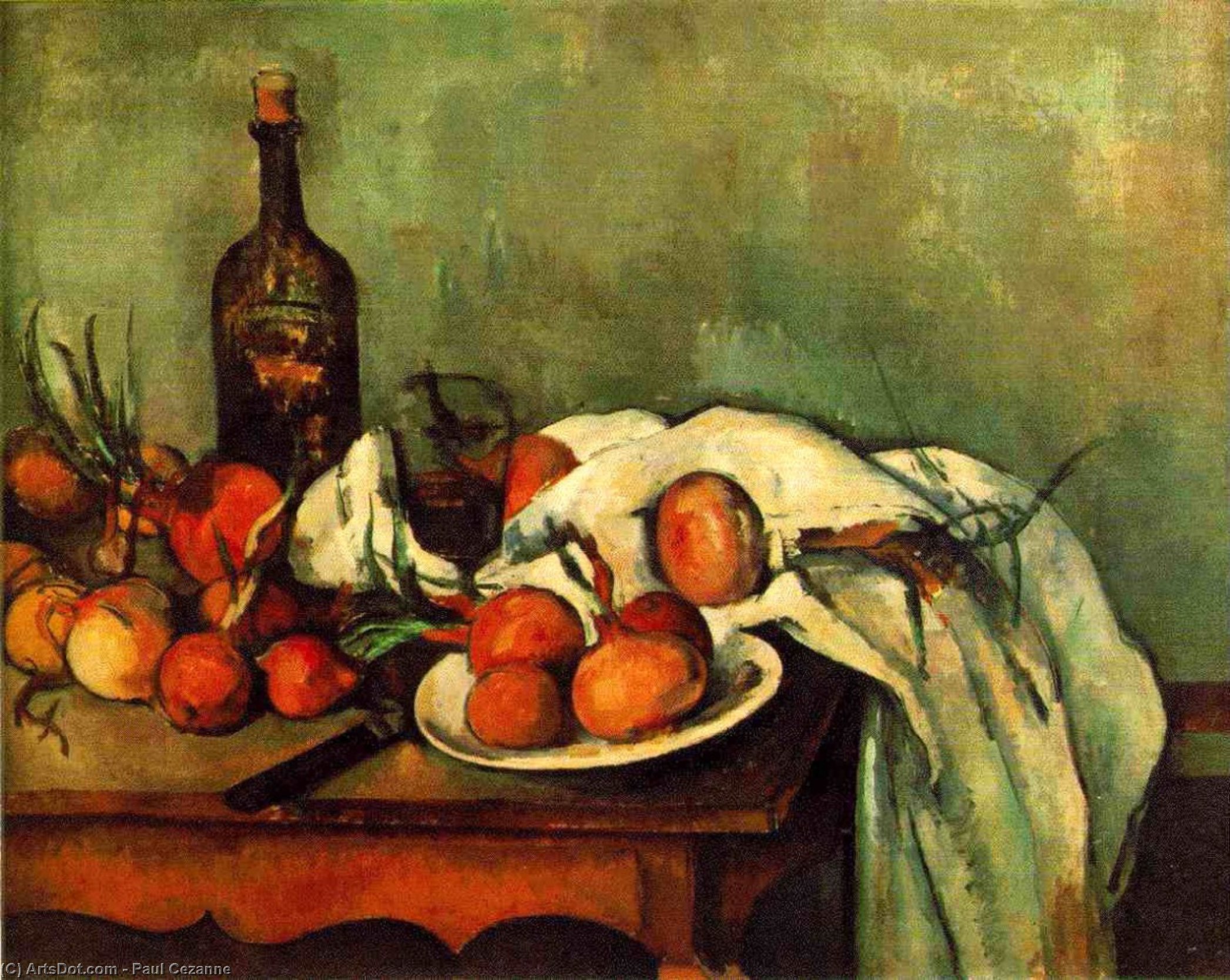 Still Life With Onions And Bottle — Paul Cézanne
