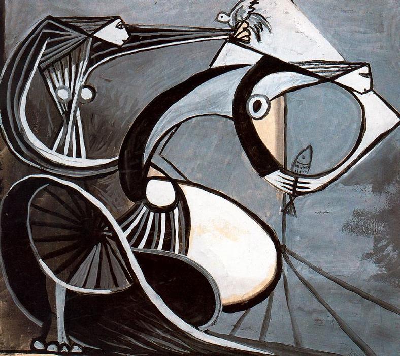 Women With Bird And Fish — Oscar Dominguez