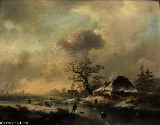 Figures Skating On A Frozen — Charles Van Den Eycken