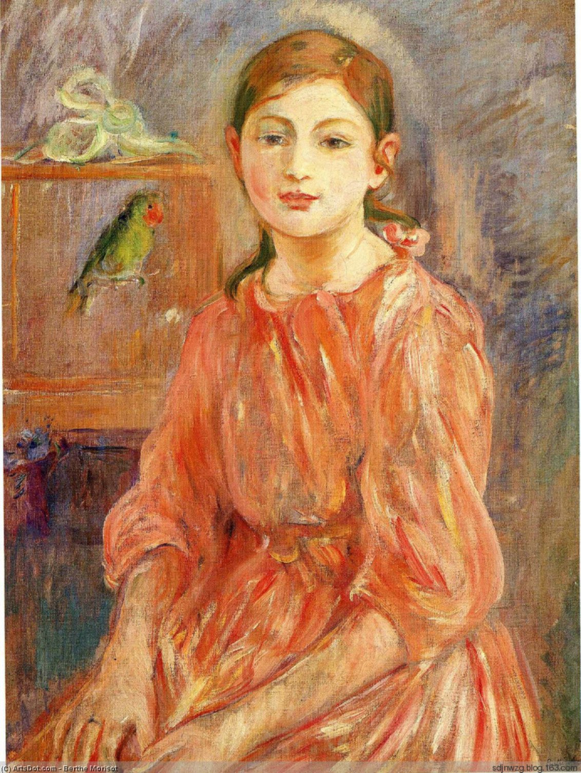 The Artist's Daughter With A Parakeet — Berthe Morisot
