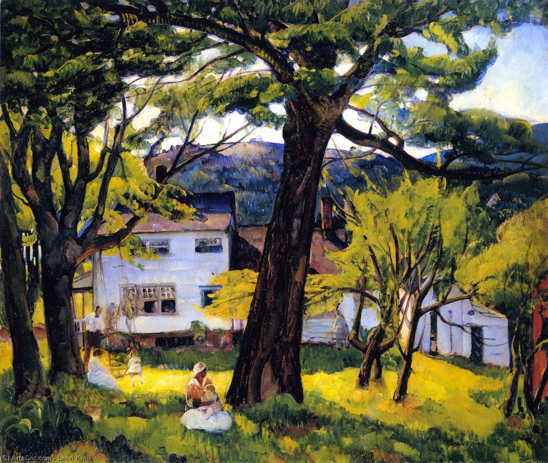 Summer Days, Camden Maine, The Bellows Family — Leon Kroll