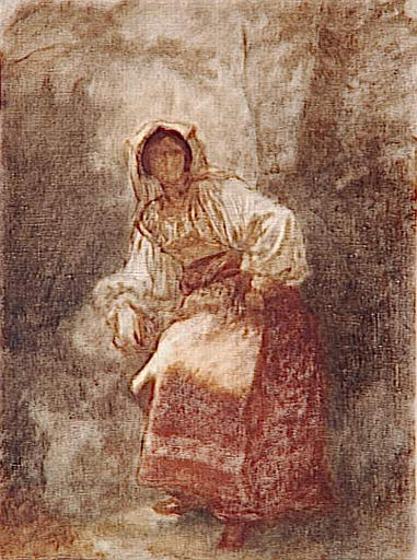 Paysanne Assise Songeuse — Ernest Hébert (antoine Auguste Ernest Hebert)