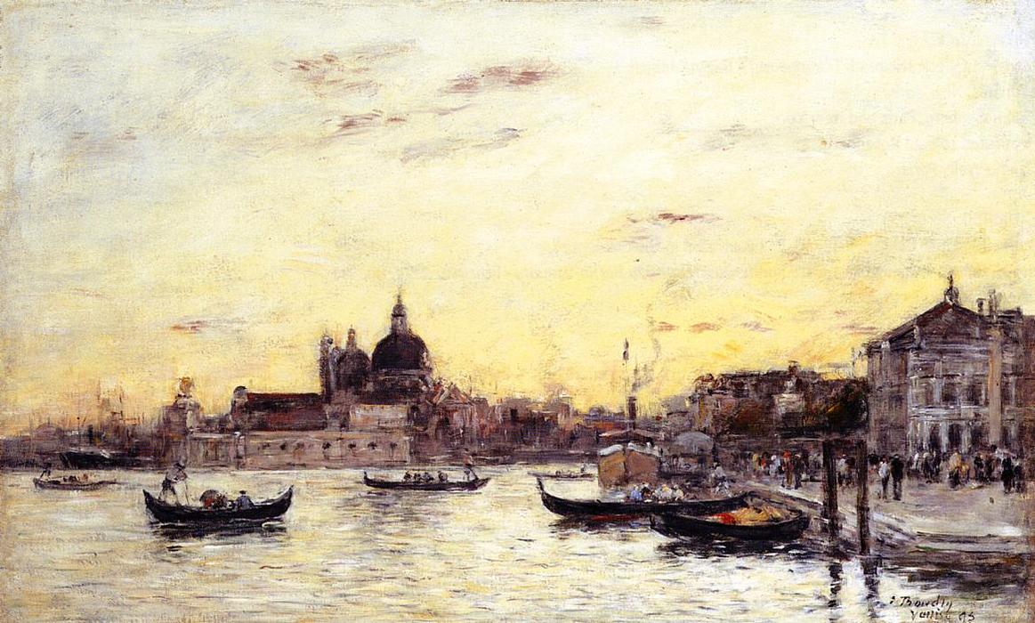 Venice, The Mole At The Entrance To The Grand Canal And The Salute — Eugène Louis Boudin