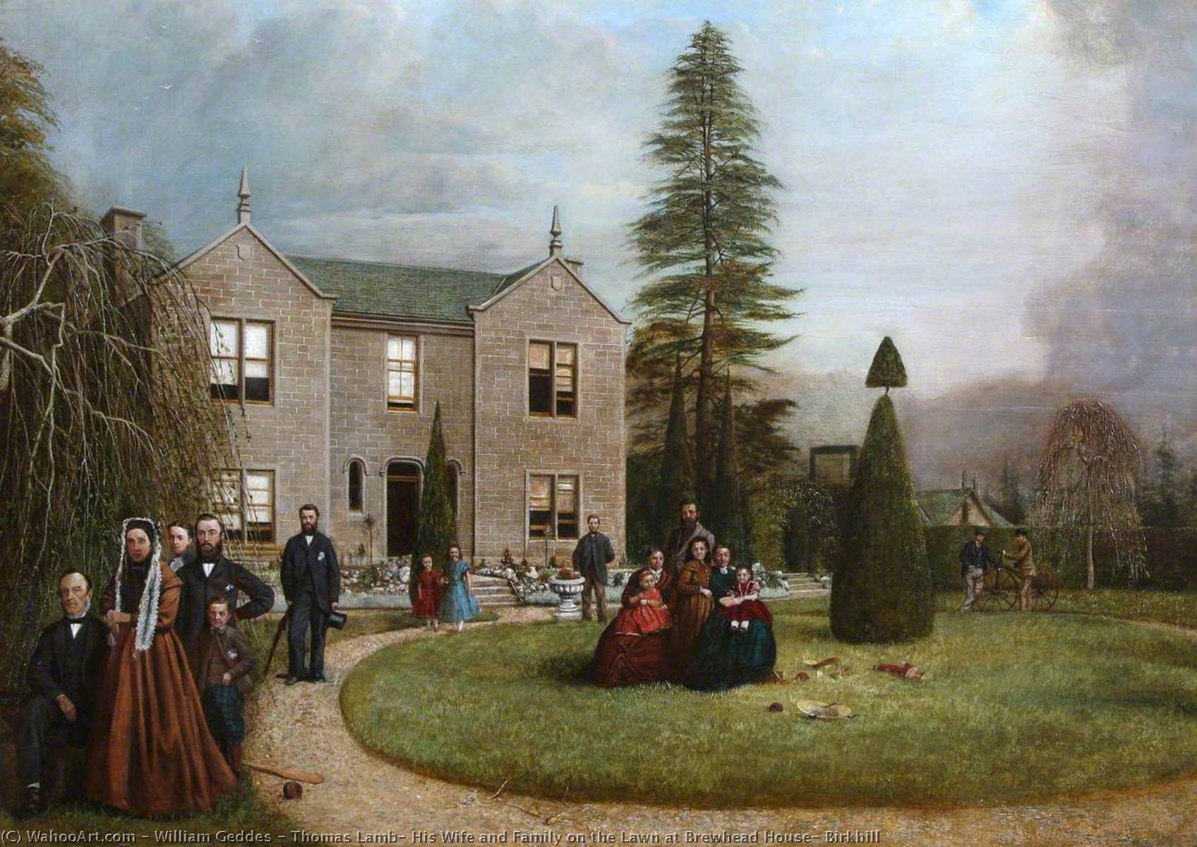 Thomas Lamb, His Wife And Family On The Lawn At Brewhead House, Birkhill — William Geddes