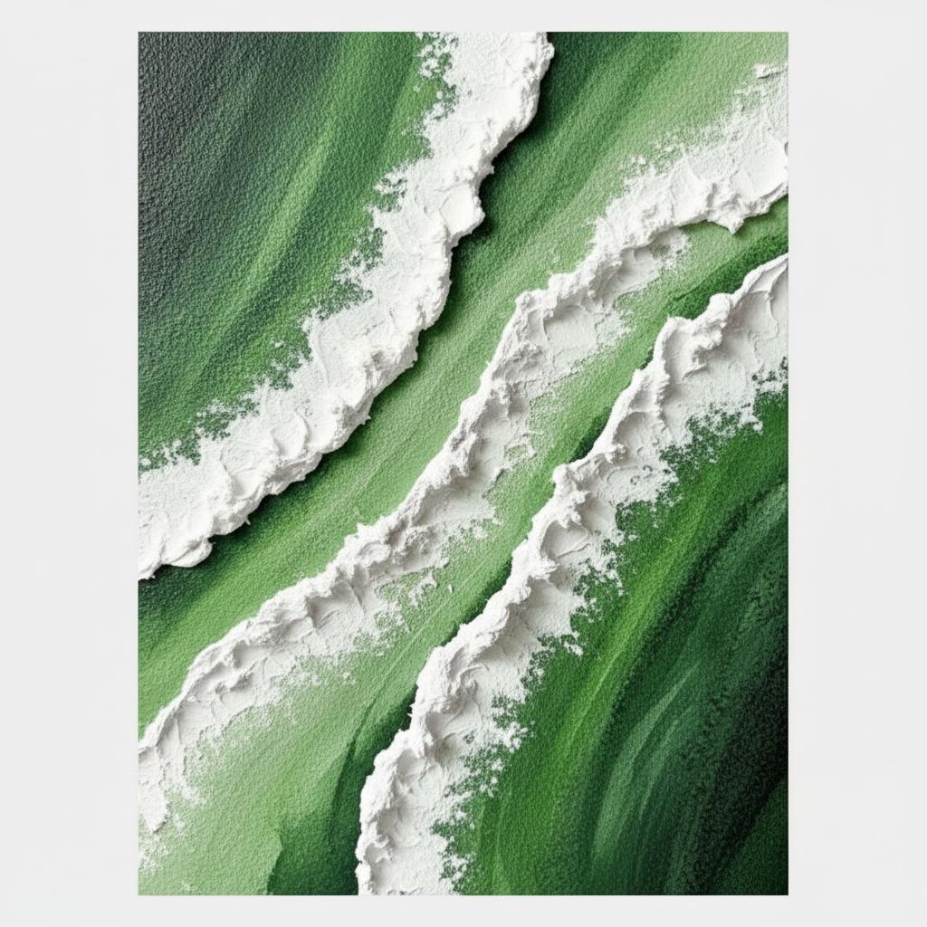 Sculpted Verdant Rhythms: A Monumental Study In Impasto White And Forest Tones — David Moreau