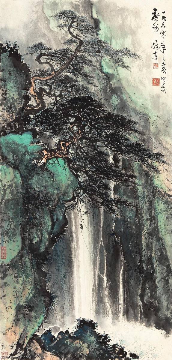 Monkeys By The Waterfall — Li Xiongcai