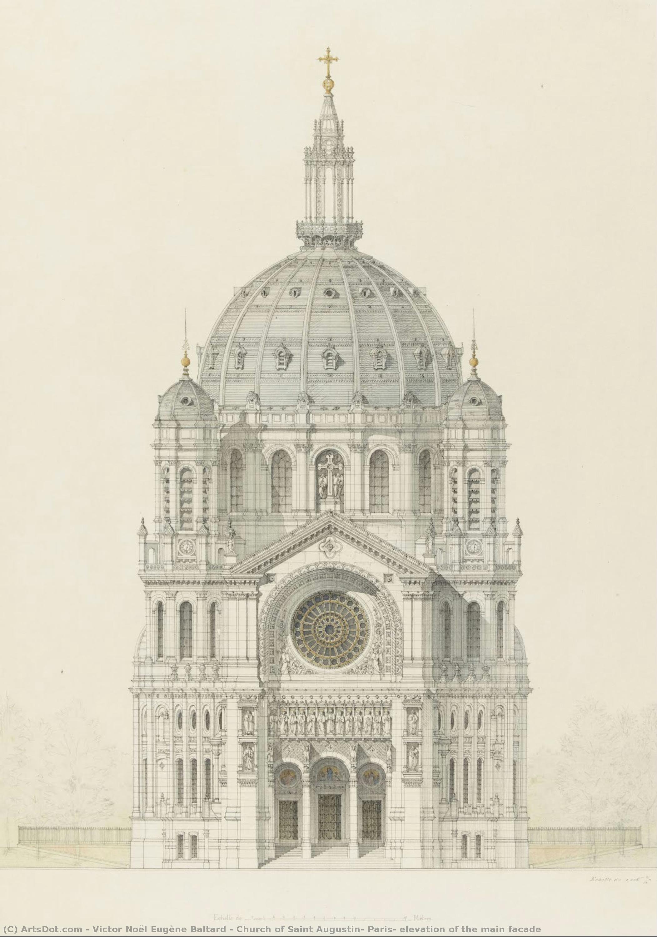 Church Of Saint Augustin, Paris, Elevation Of The Main Facade — Victor Noël Eugène Baltard