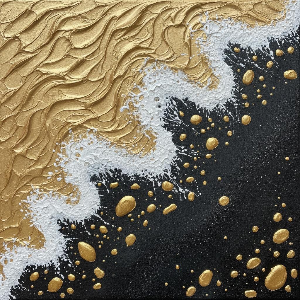 Gilded Turbulence: A Monumental Study Of Golden Waves And Infinite Black Void — David Moreau