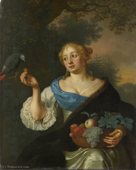 A Young Woman With A Parrot — Arie De Vois