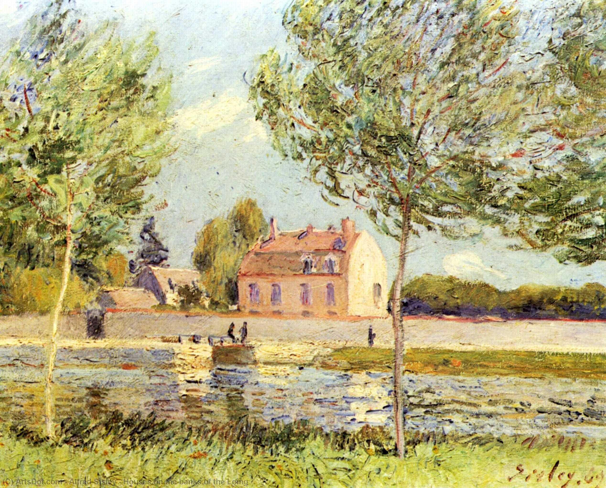 Houses On The Banks Of The Loing — Alfred Sisley