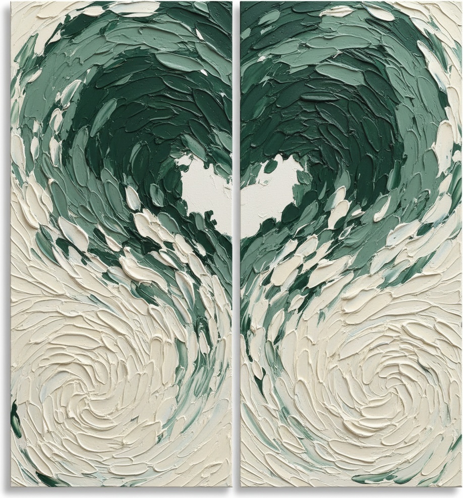 Ethereal Vortex In Sage And Cream: A Monumental Study Of Rhythmic Motion — David Moreau