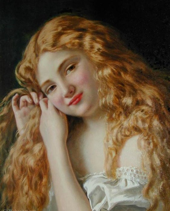 Young Girl Fixing Her Hair — Sophie Gengembre Anderson
