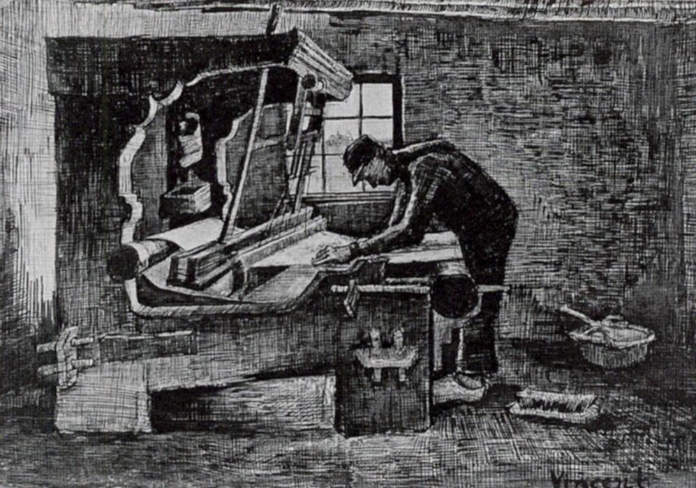 Weaver Standing In Front Of A Loom — Vincent Van Gog