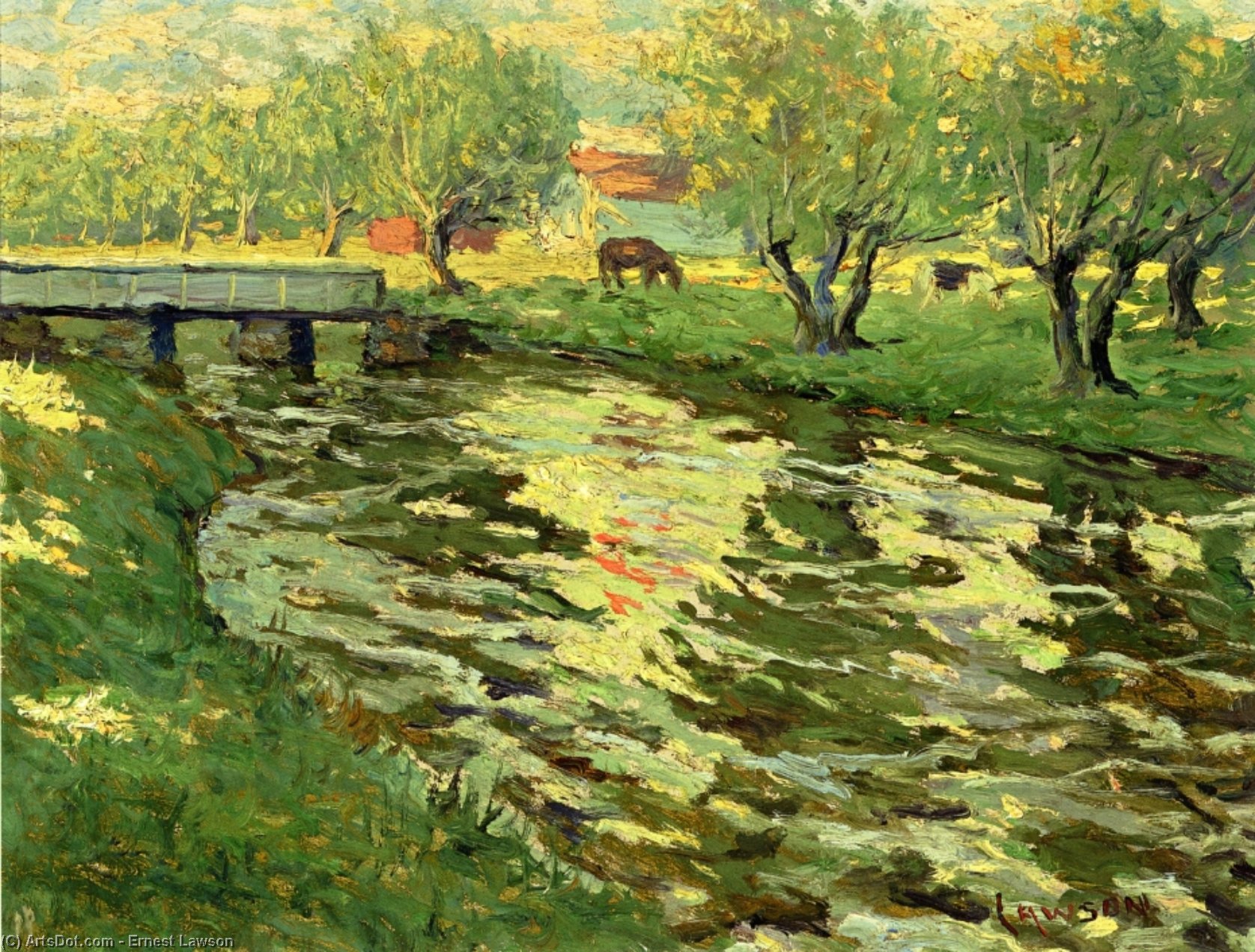 Horses Grazing By A Stream — Эрнест Лоусон