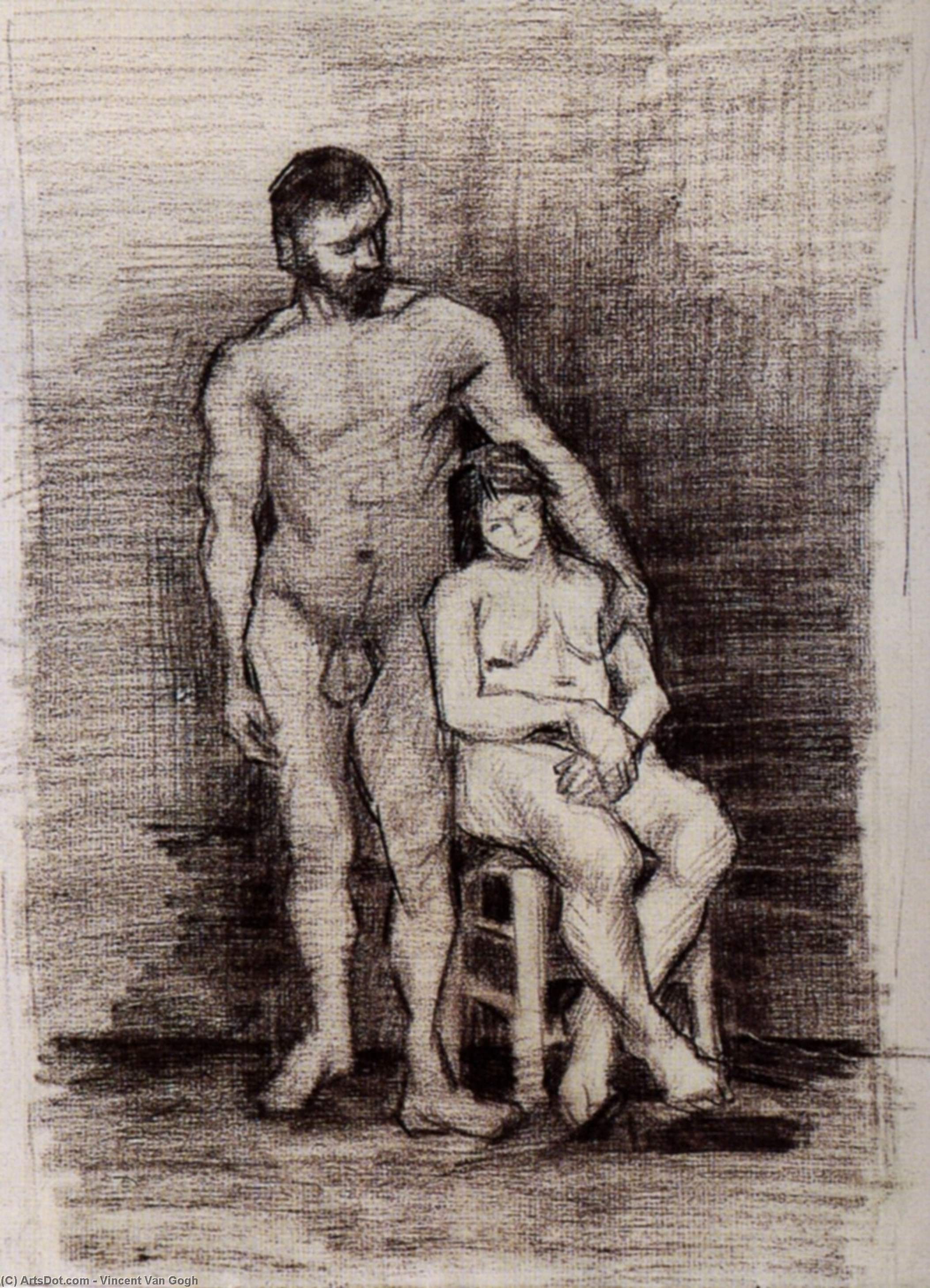 Stehender Mann Und Sitzende Frau – Nackte Figuren — Vincent Willem Van Gogh
