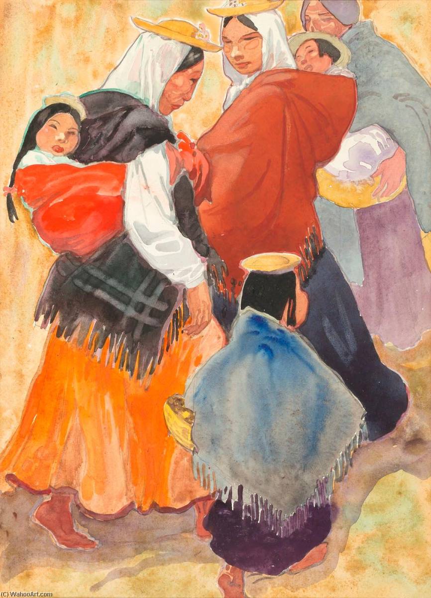 Women And Children In Regional Costume, Argentina — Carl Folke Sahlin