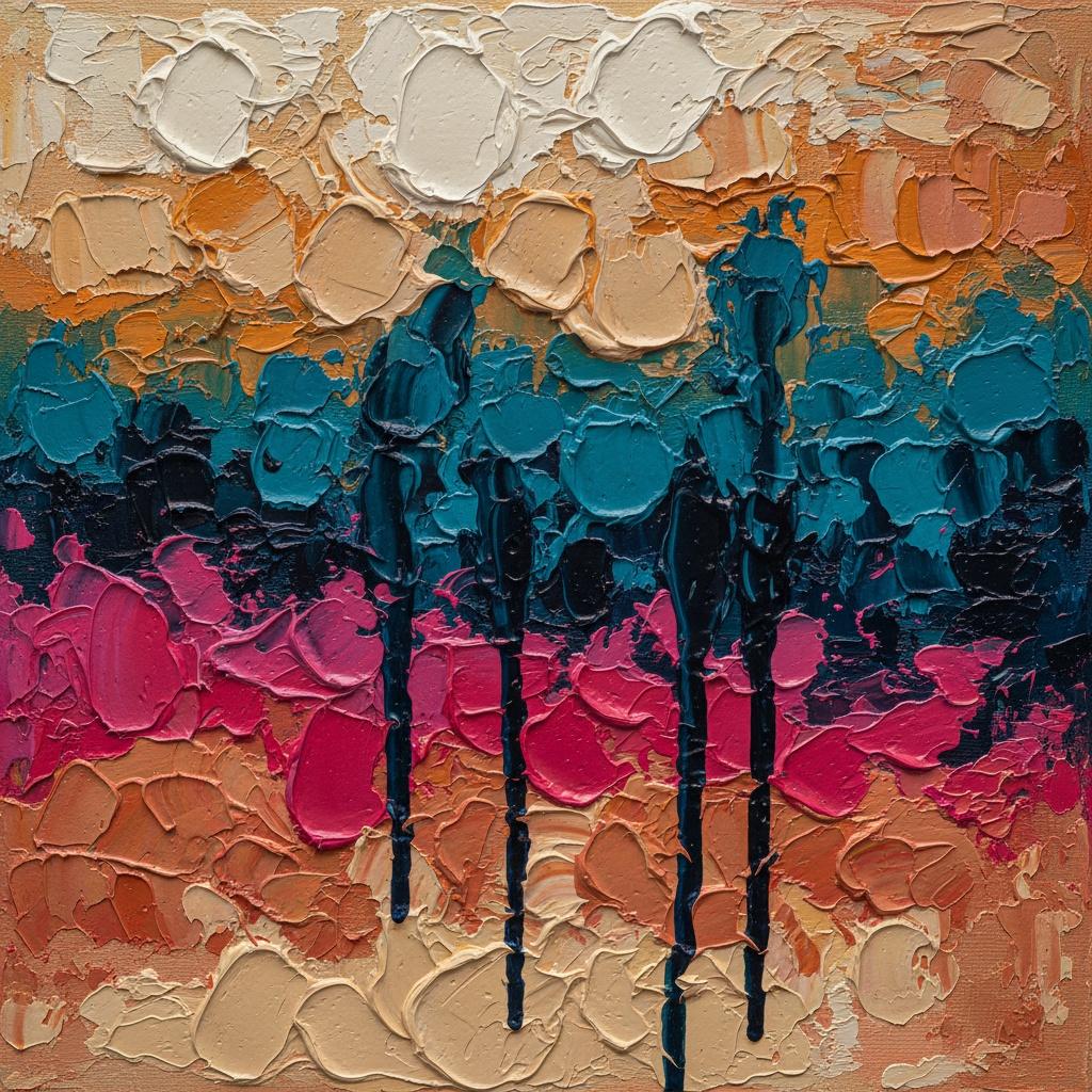 Stratified Echoes Of Magenta And Teal In A Monumental Impasto Study — Christian Noiret
