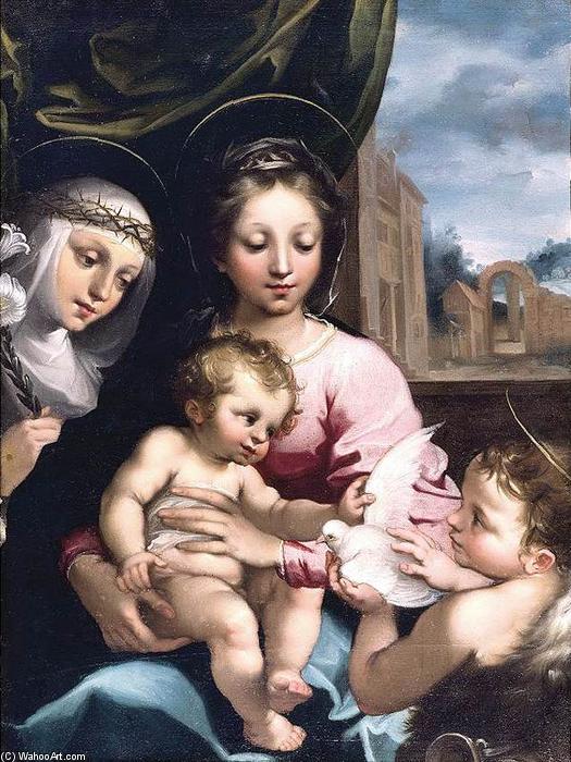 Madonna And Child With The Infant St John The Baptist And St Catherine Of Siena — Rutilio Manetti