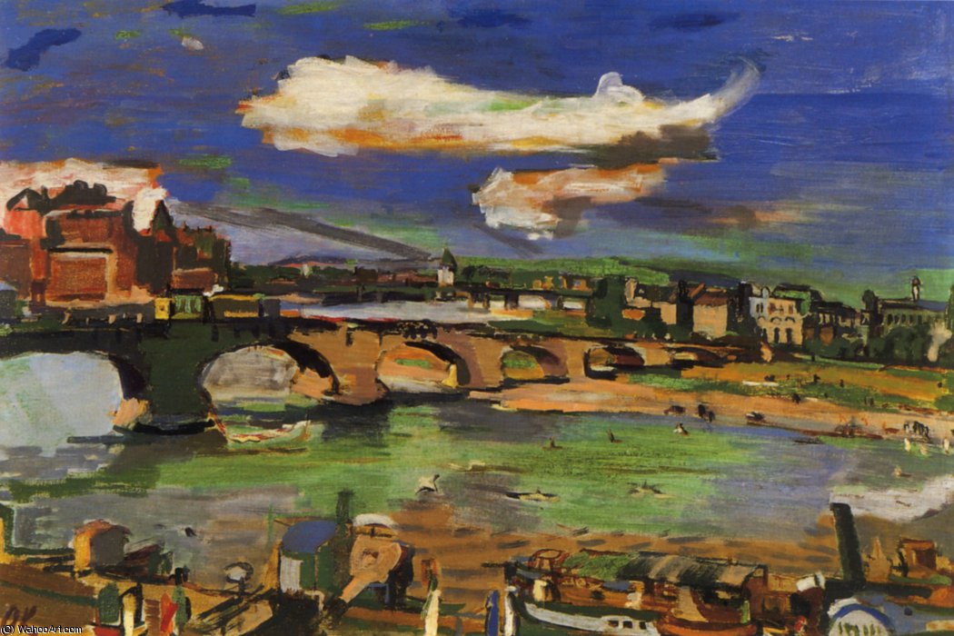Dresde, Pont Auguste Et Bateau À Vapeur, Dresden, Bridge Auguste And Steamer, Huile Sur Toile, — Oskar Kokoschka