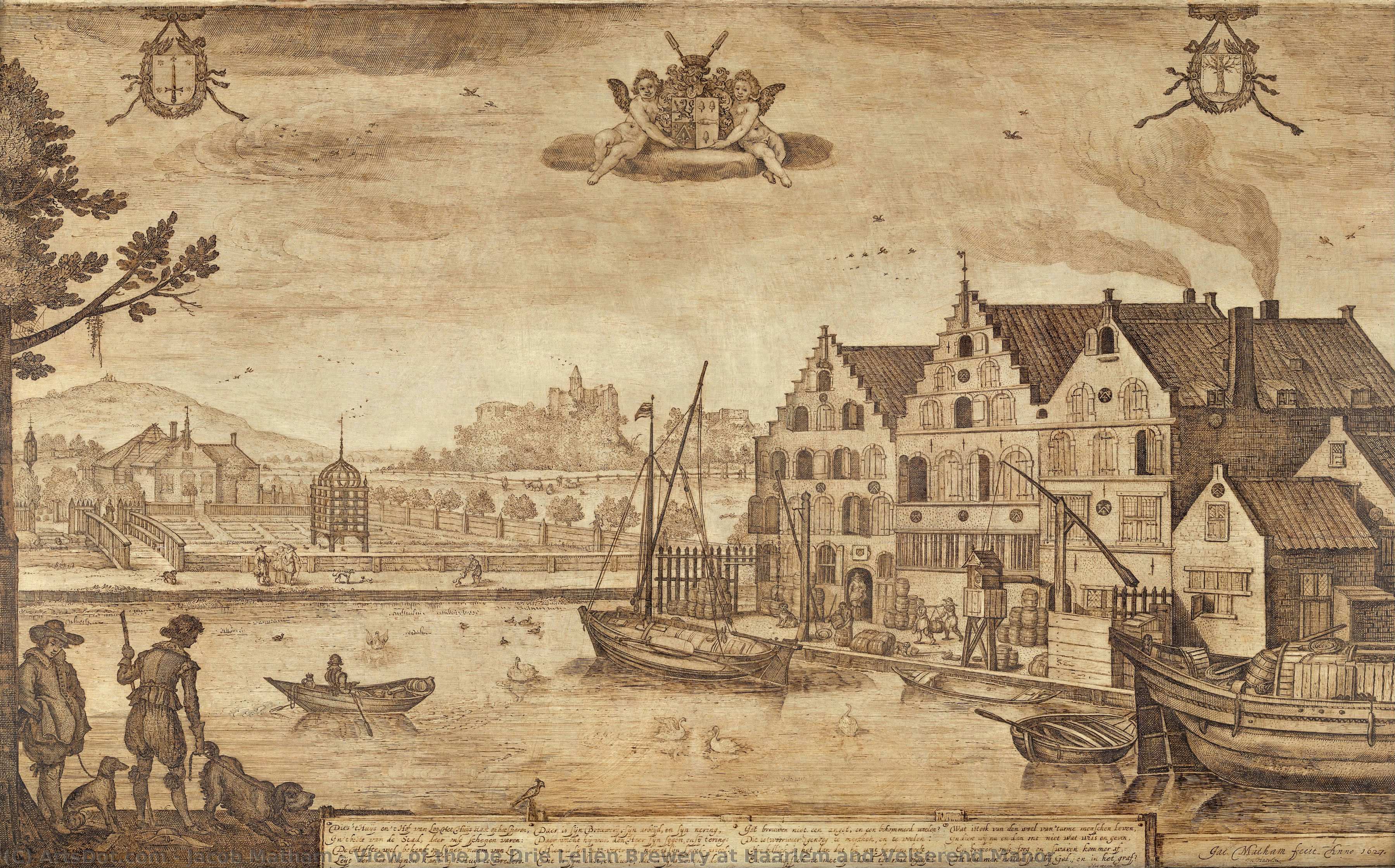View Of The De Drie Leliën Brewery At Haarlem And Velserend Manor — Jacob Matham