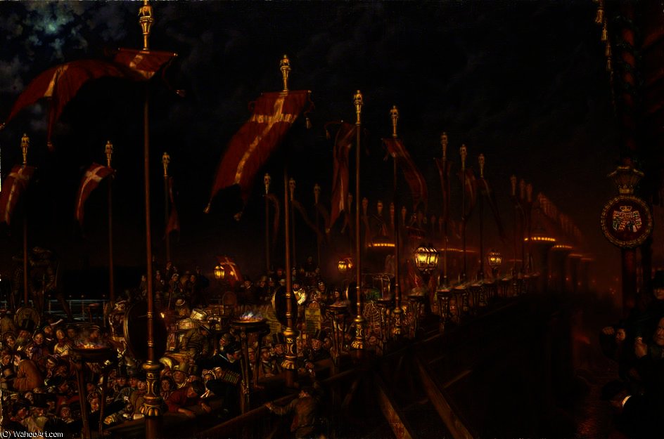 London Bridge On The Night Of The Marriage Of The Prince And Princess Of Wales — William Holman Hunt