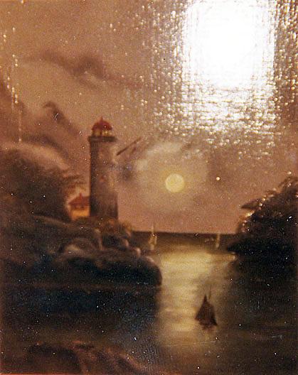Lighthouse On Rocky Promontory, (painting) — Elizabeth Otis Marshall Dannelly