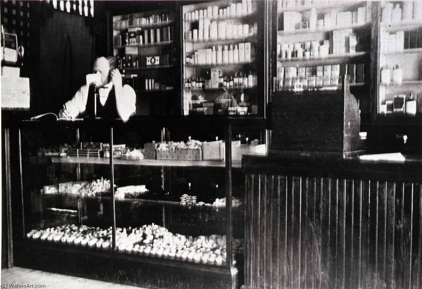 Ferguson Drug Store, 1218 35th Street (now Closed) Interior, Man On The Phone, 1940s, From The Corner Stores Of Galveston, Galveston County Cultural Arts Council — Betty Tichich