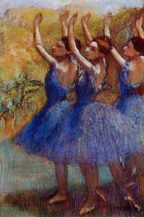 Three Dancers In Purple Skirts — Edgar Degas