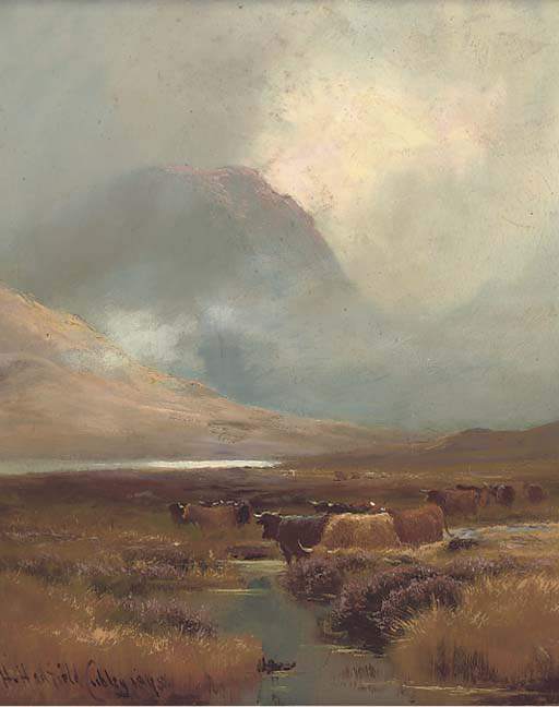 Cattle Watering In A Highland — Henry Hadfield Cubley