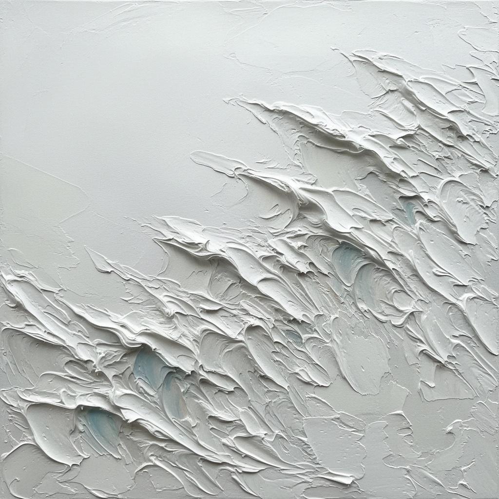 Ethereal Crests Of Alabaster: A Monochromatic Study In Sculptural Impasto Motion — David Moreau
