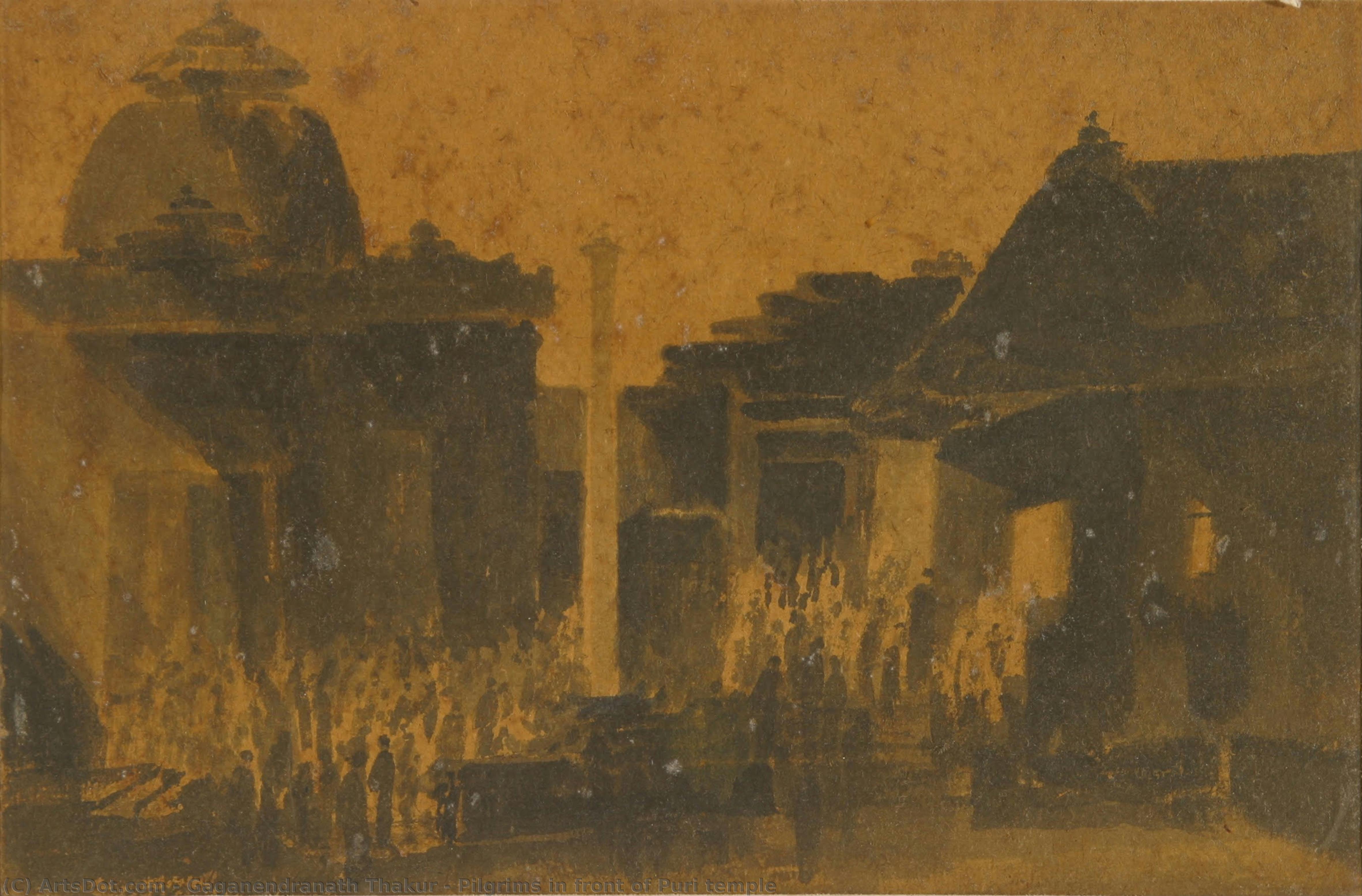 Pilgrims In Front Of Puri Temple — Gaganendranath Thakur
