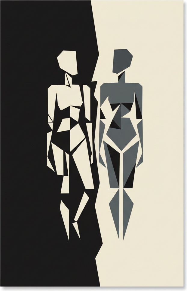 Dualität Der Form: Eine Monochrome Studie In Geometrischem Gleichgewicht Und Fragmentierter Stille — Laurent Fabre