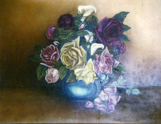 Bowl Of Roses With Lilies, (painting) — Franklin H Eshelman