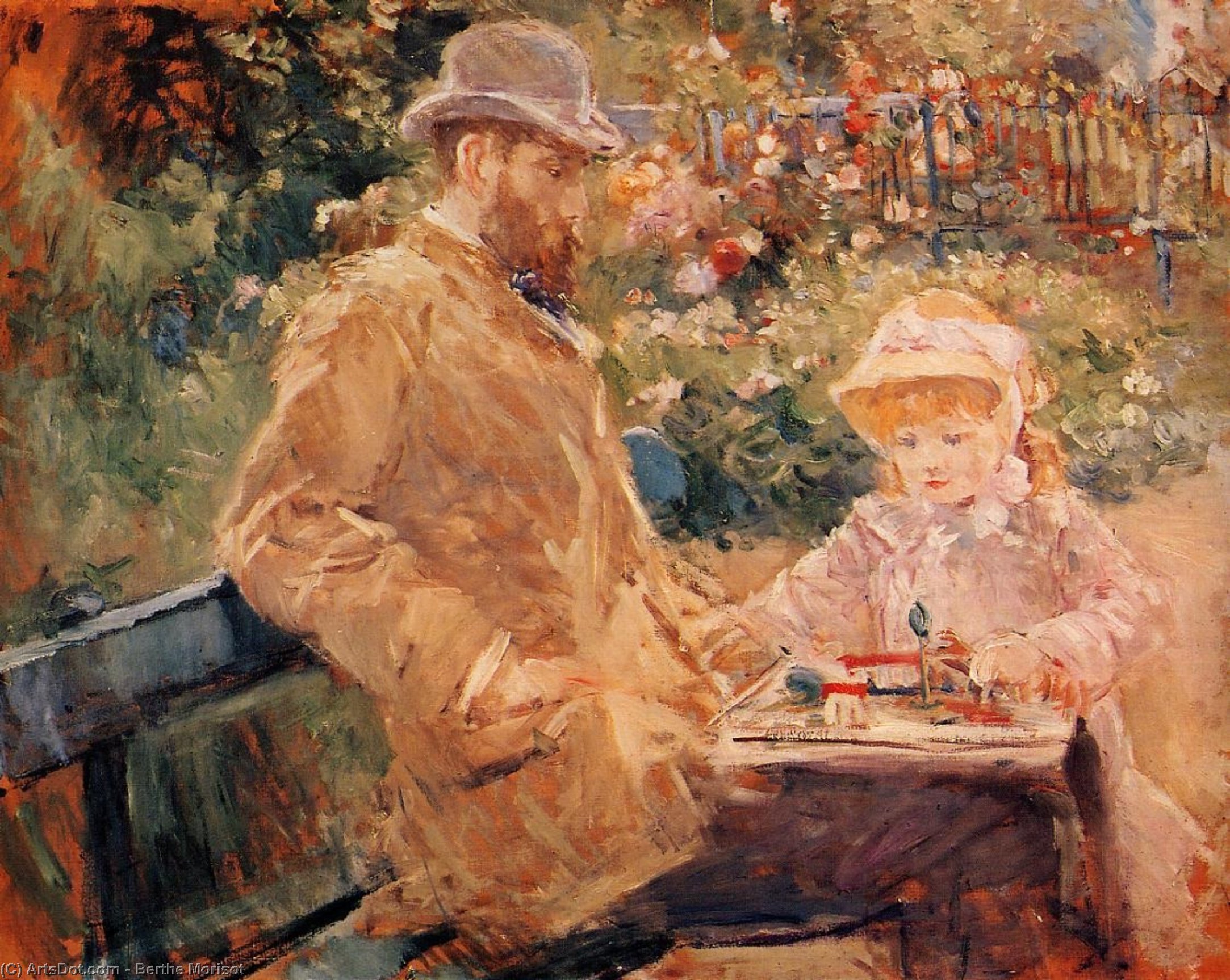 Eugene Manet And His Daughter At Bougival — Berthe Morisot