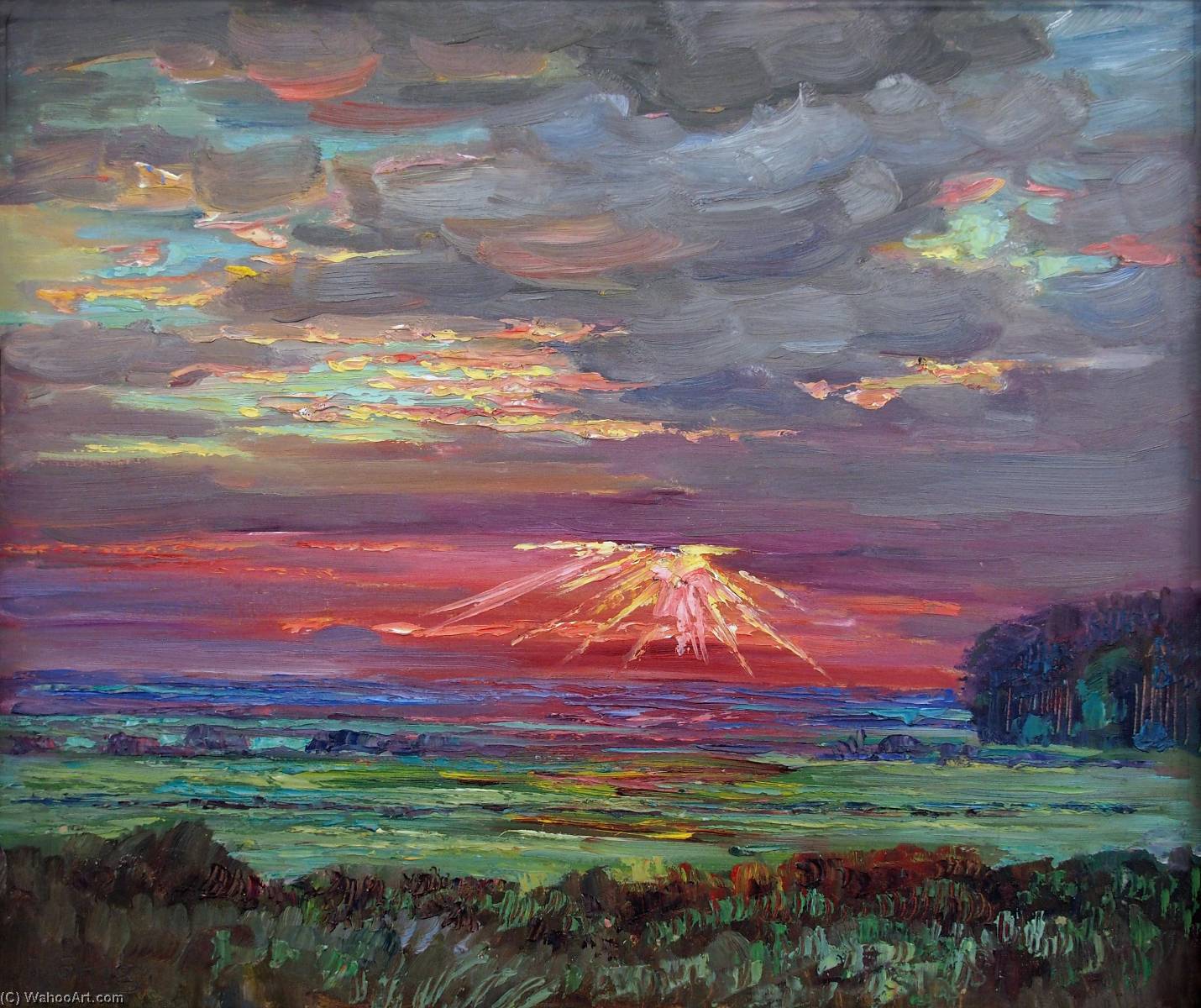 Deutsch Sonnenuntergang (über Flacher Landschaft) — Albert Koenig