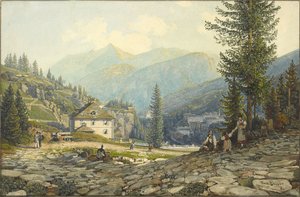 View Of The Residence Of Archduke Johann In Gastein Hot Springs — Thomas Ender