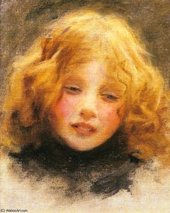 Head Study Of A Young Girl — Arthur John Elsley, Academic Realism
