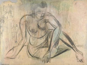 Female Nude Leaning On Right Arm — William H. Johnson
