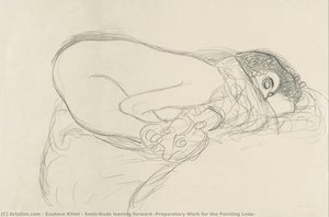 Semi-nude Leaning Forward (preparatory Work For The Painting Leda) — Gustav Климпт, Art Nouveau