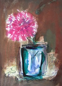 Carnation In A Blue Vase — Mária Bozóky, Impressionism
