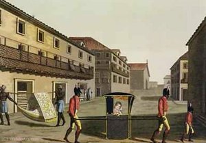 Liveried Slaves Carrying A Sedan Chair Brazil From Le Costume Ancien Et Moderne — Paolo Fumagalli