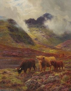 Highland Cattle Grazing — Louis Bosworth Hurt