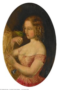 A Girl And A Bird — Sir John Everett Millais
