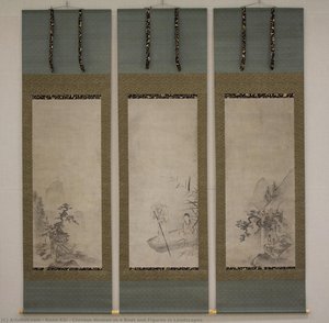 Chinese Woman In A Boat And Figures In Landscapes — Kanō Kōi, Ukiyo-e