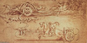 Drawing Of An Assault Chariot With Scythes — Leonardo Da Vinci, Renaissance Revival